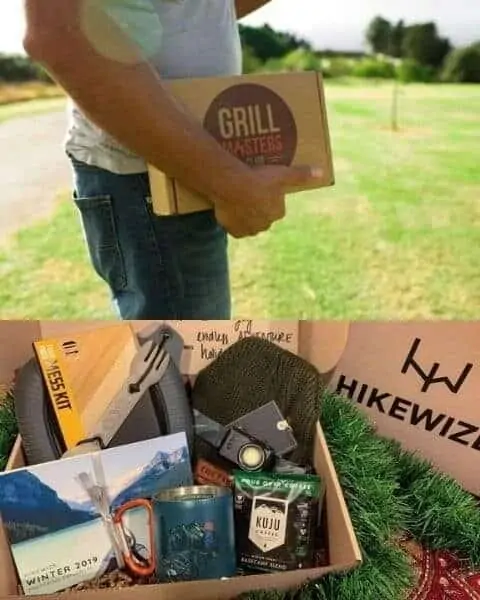 man holding a subscription box from Grill Masters
