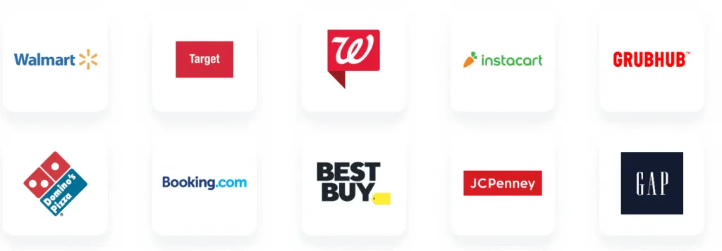 Some of the companies that are featured on the iBotta app for cash back.