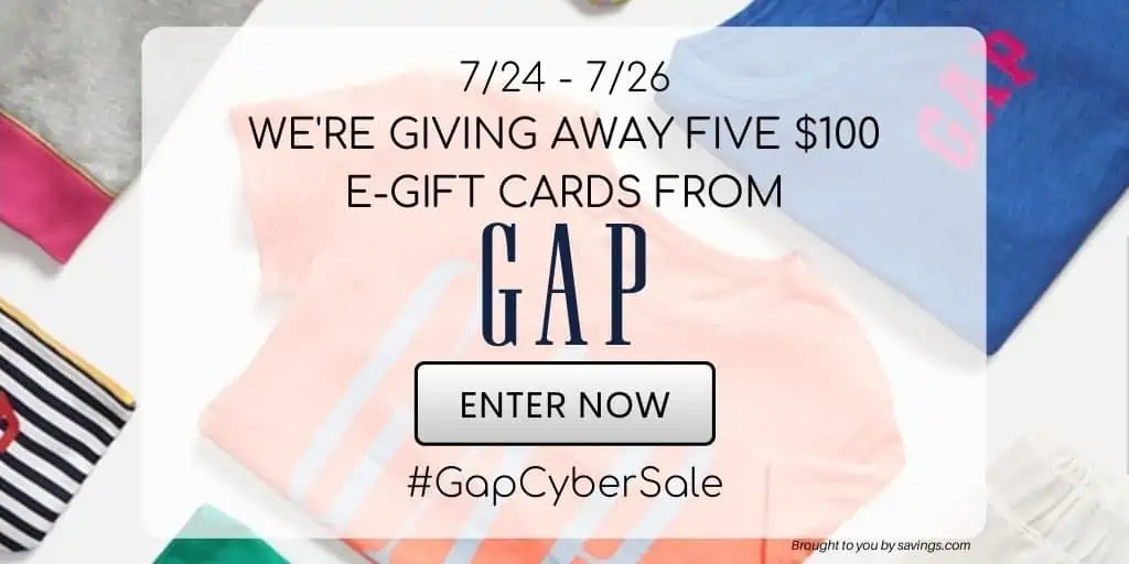 Gap cyber giveaway and sale.