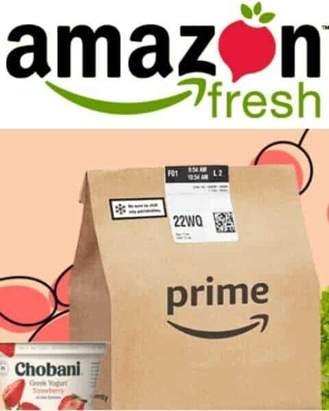 Amazon Fresh from Prime bag with groceries.