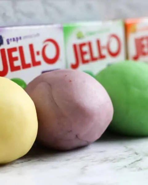 Homemade Jell-O playdough recipe.