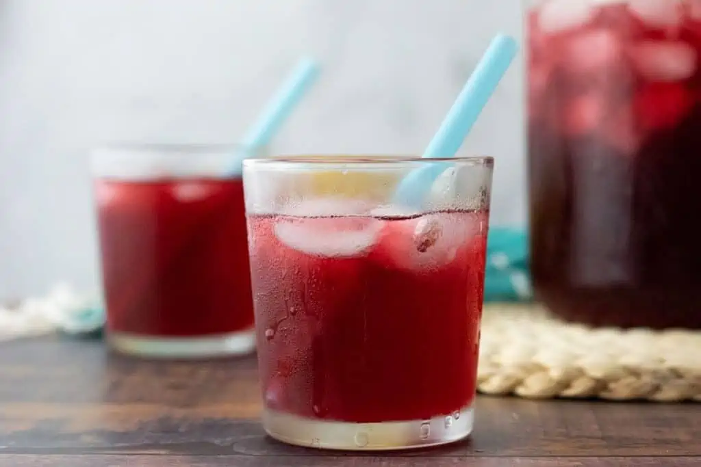 two glasses of hibiscus tea. 