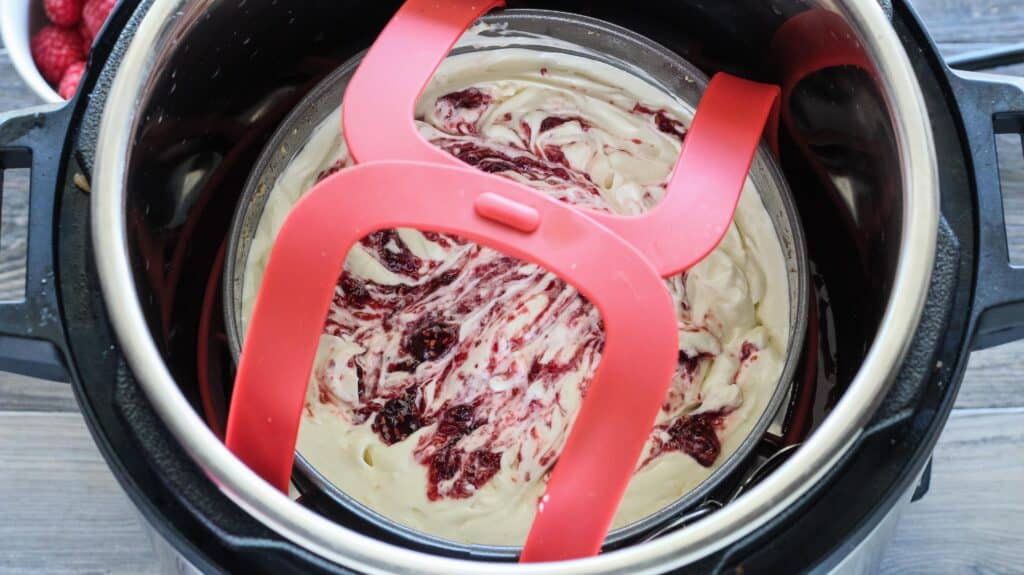 How to put Raspberry Swirl Cheesecake Recipe in Instant Pot.