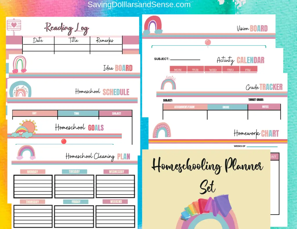 Free homeschool planner resource set.