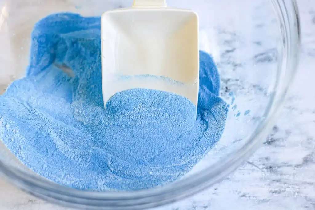 Blue sand to make Homemade Kinetic Sand Recipe.