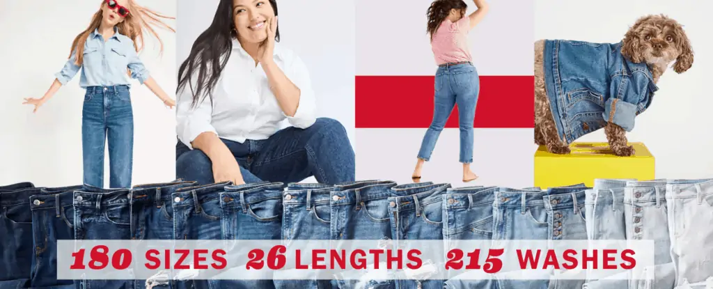 Old Navy jean sale with 180 sizes and 26 lengths.