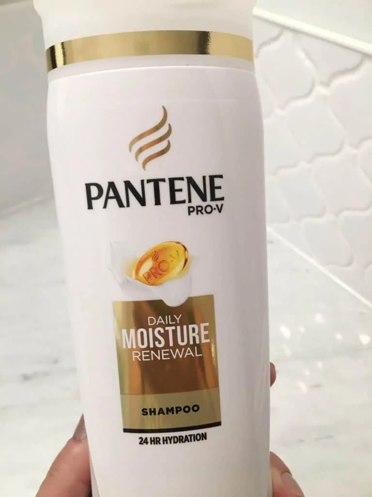 Pantene pro-v shampoo with 24 hour hydration.