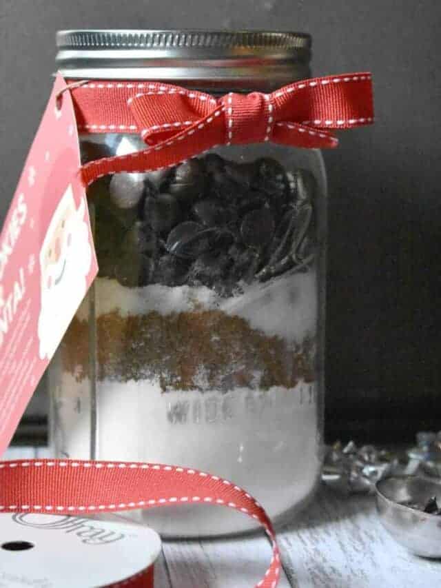 Mason jar of Christmas cookies for Santa.