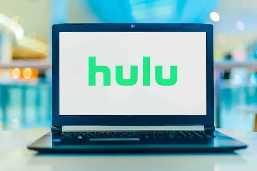 Hulu logo on laptop. 