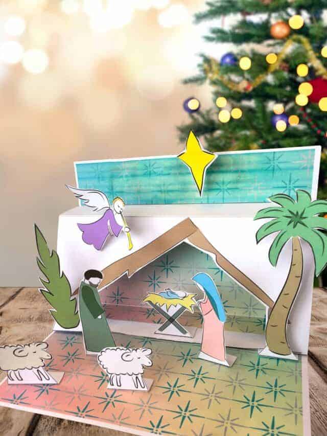 Paper cut out of the Christmas nativity.
