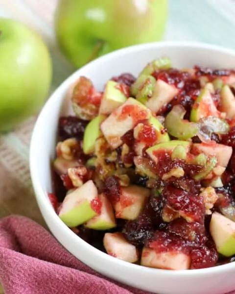 Cranberry apple walnut salad with green apples.
