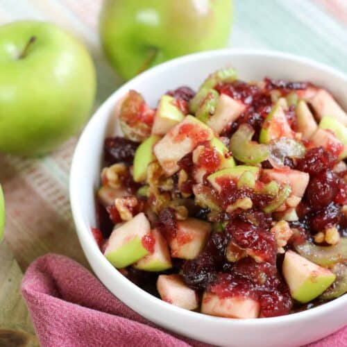 Cranberry apple walnut salad with green apples.