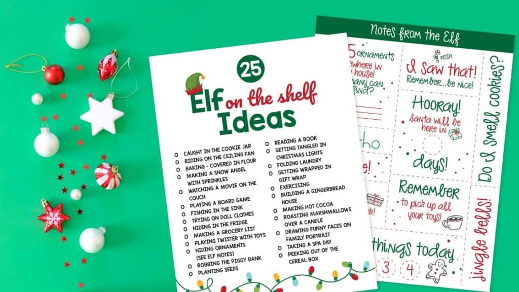 Elf on the shelf ideas printable.