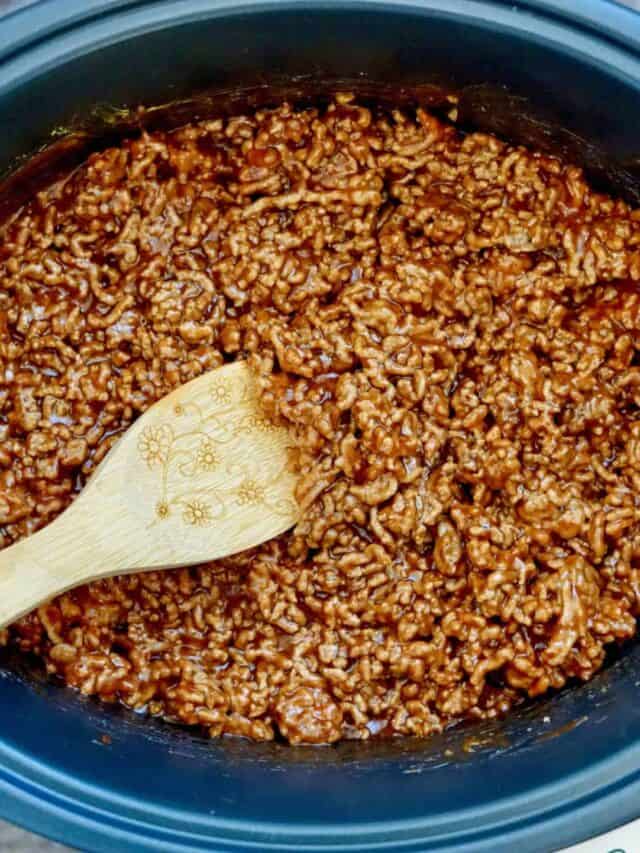 Crockpot of sloppy joes.