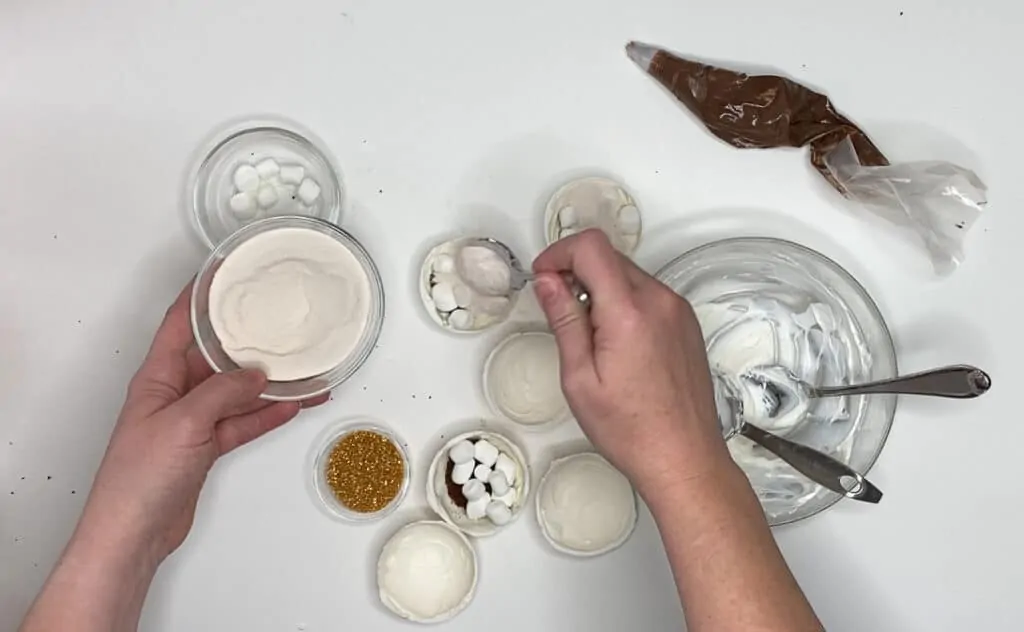 Mixing ingredients for the white chocolate cocoa balls.