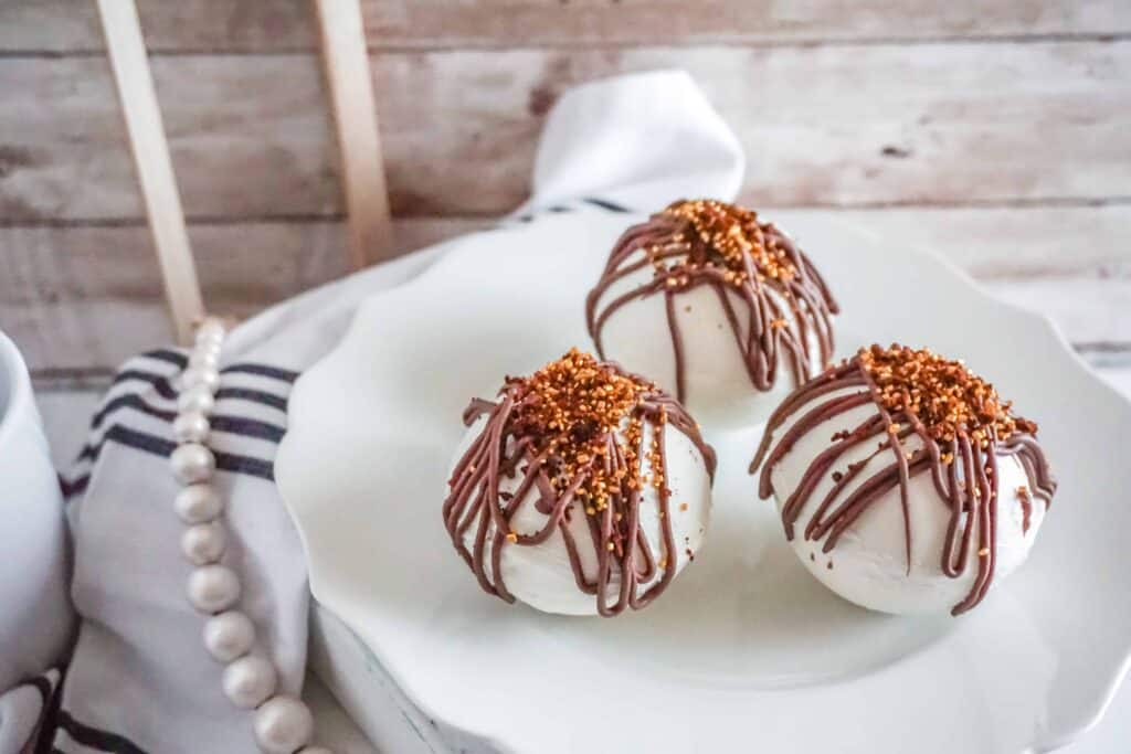 White chocolate hot chocolate cocoa balls.