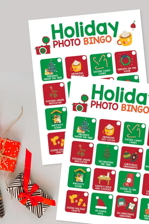 Free printable holiday photo bingo.