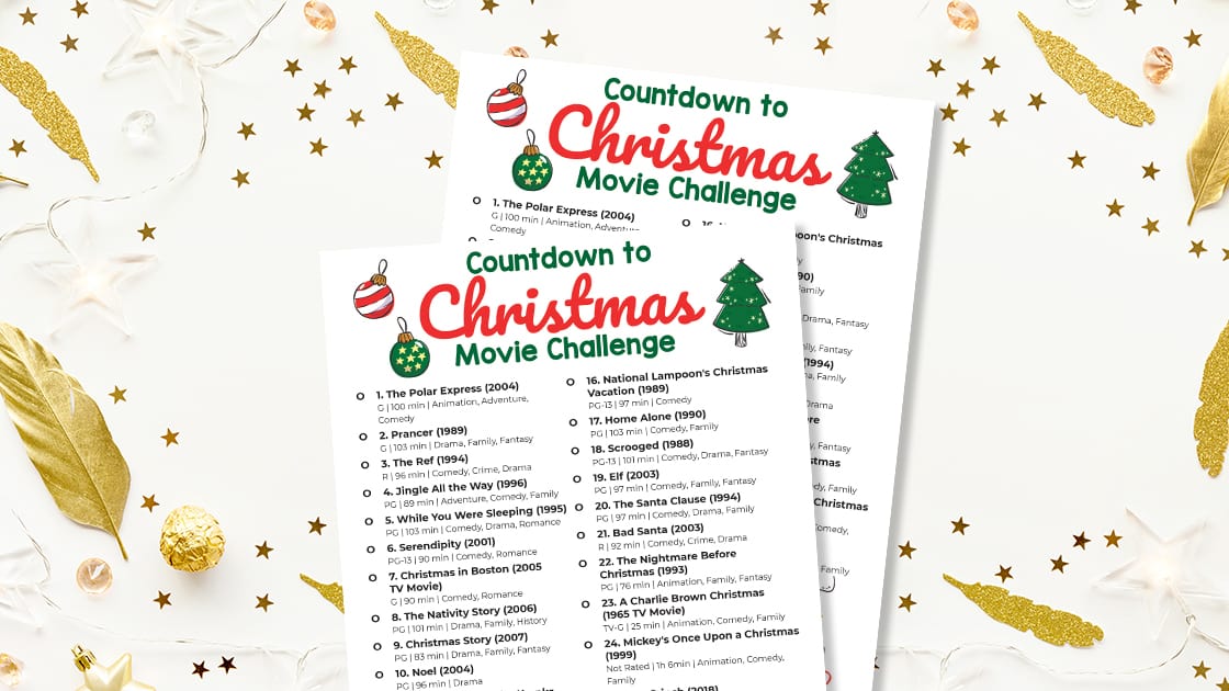 Best Christmas Movie List Printable Challenge - Saving Dollars and Sense