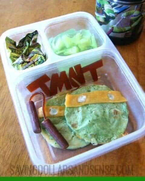 Teenage Mutant Ninja Turtles themed school lunch.