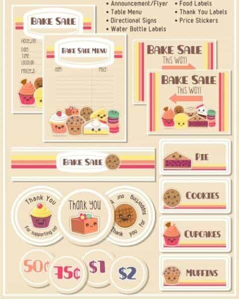 Cute bake sale printables.