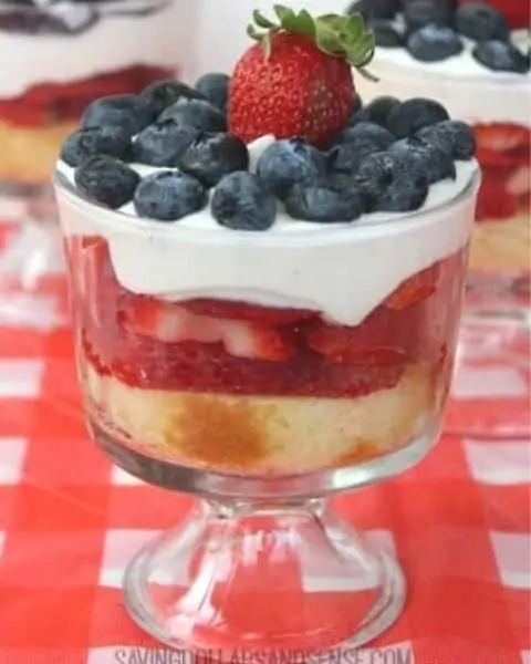 Strawberry and blueberry pound cake triffle.