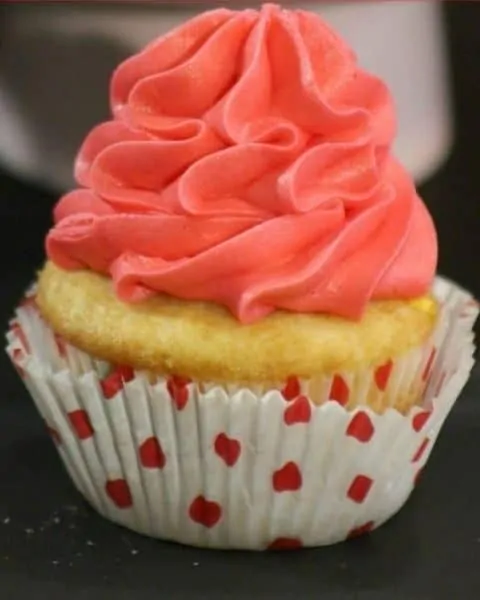 A cherry vanilla cupcake.