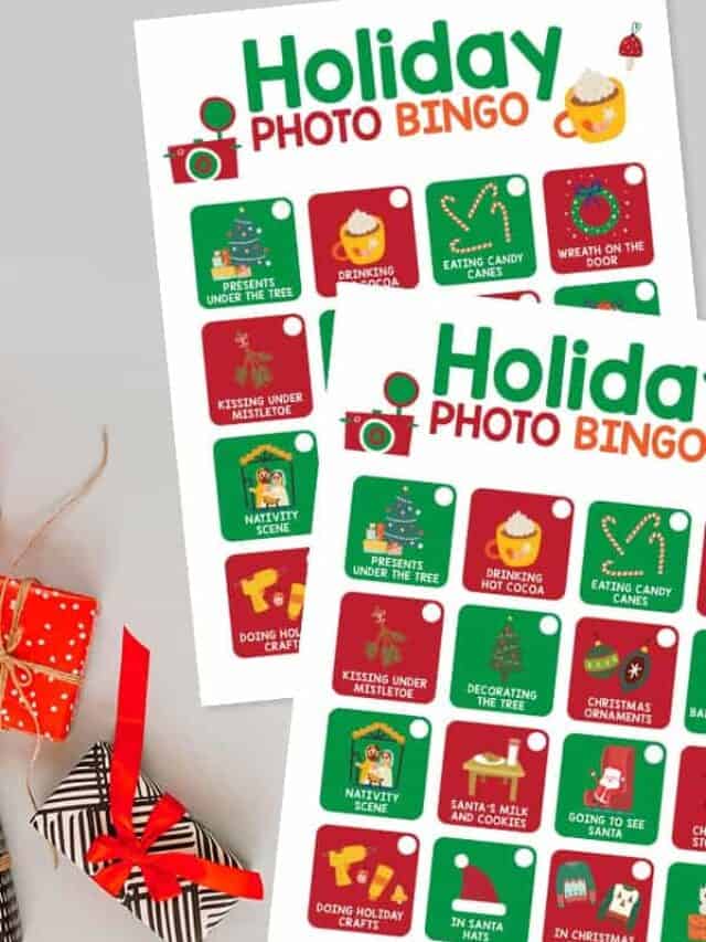 Holiday photo bingo printable.
