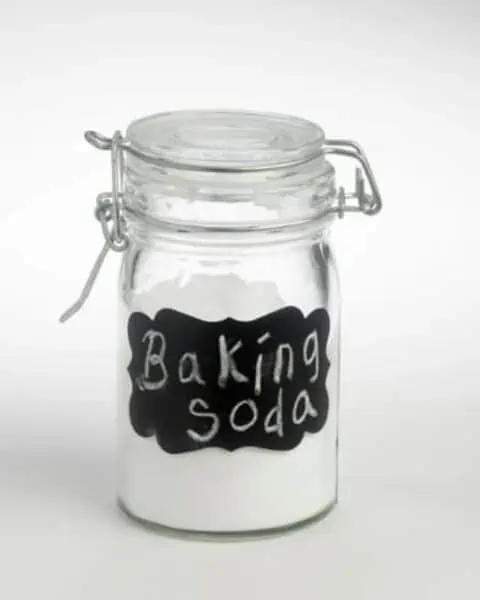 Container of baking soda.