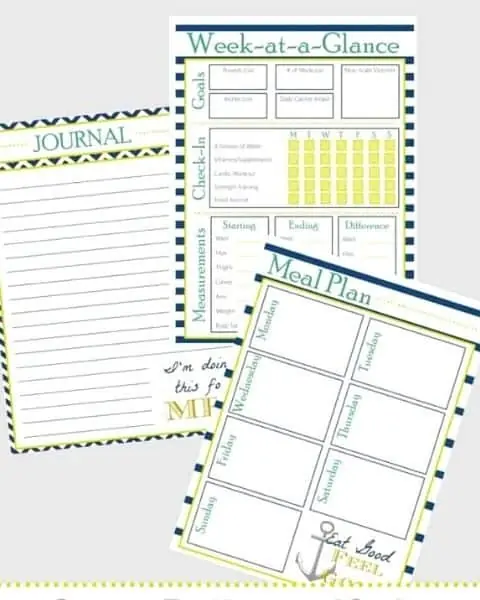 Printable planner including meal plans, weekly plans, and printable journal.