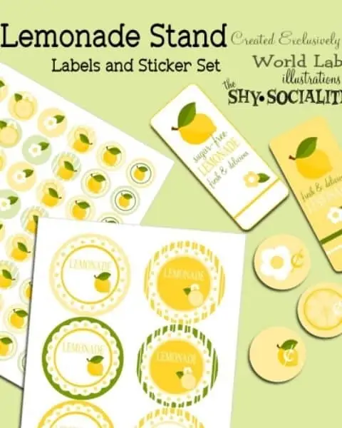 Lemonade stand label and sticker set.