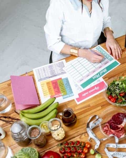 A woman planning her menu for the week.