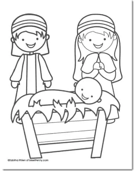 Christmas nativity coloring sheet printable.