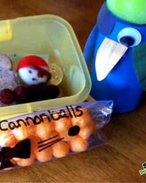 A pirate themed lunch for kids to take to school.