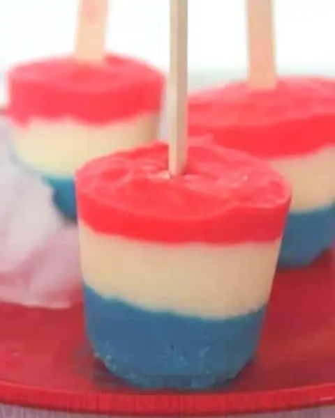 Red, white, and blue pudding pops.
