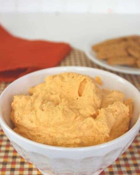 White bowl of pumpkin fluff.