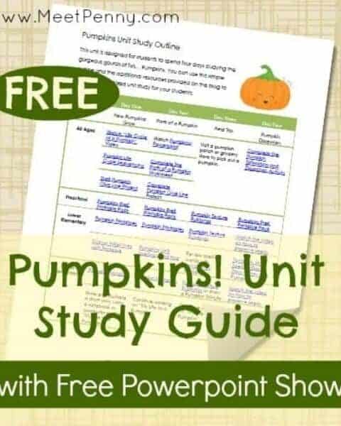 Free pumpkins unit study guide for homeschool families.