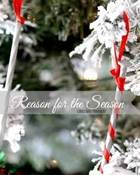 Evergreen tree with a large nail wrapped in red.