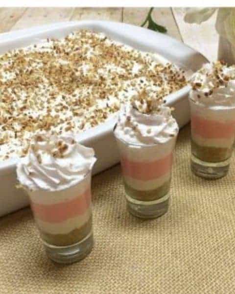 Strawberry layer dessert.