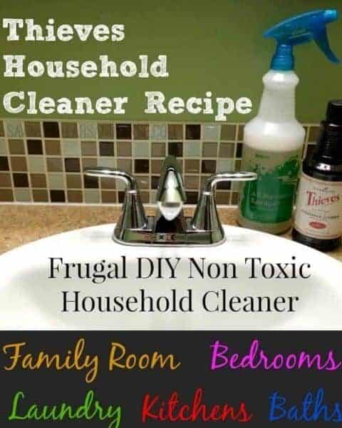 Thieves household cleaner recipe for a frugal DIY non toxic household cleaner.