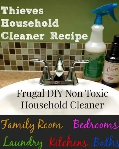 Thieves household cleaner recipe for a frugal DIY non toxic household cleaner.