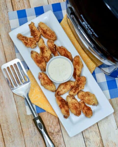 Homemade cajun wings after being removed from the air fryer.