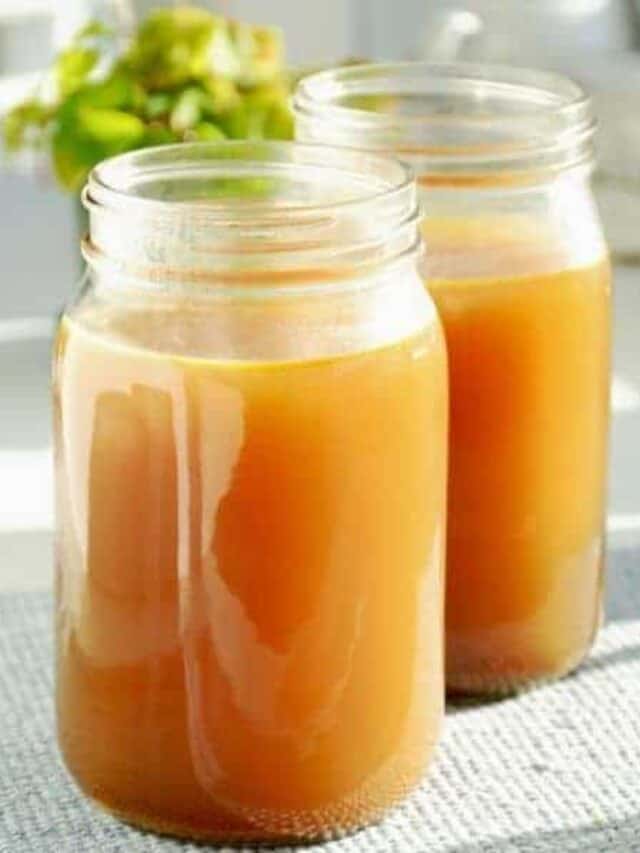Two jars of bone broth made from an instant pot.