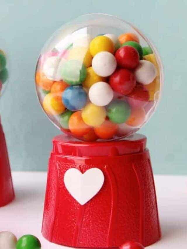 DIY valentine's day candy bubble gum machine.
