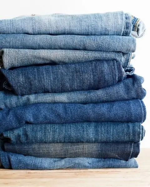 a stack of jeans.