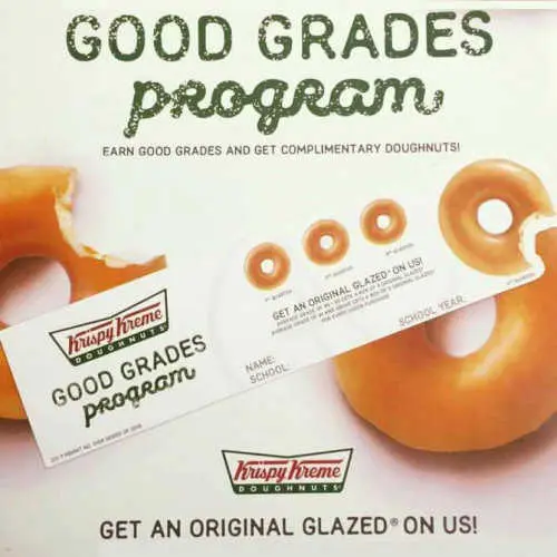 Krispy Kreme donuts good grades program.
