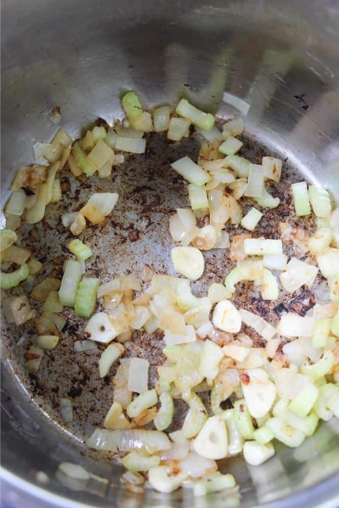 Cooked onions, garlic and celery in an Instant Pot. 