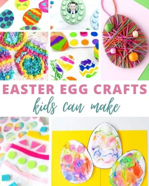 Montage of Easter egg crafts kids can make.