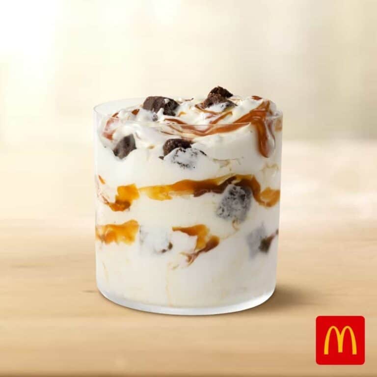 A small container of a caramel brownie McFlurry.