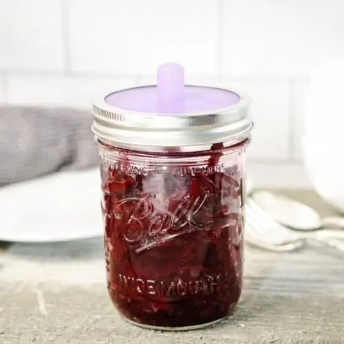 A jar of fermented beets.