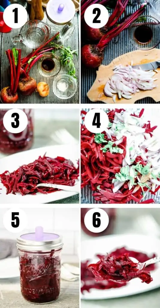 The step by step process of how to pickle beets.